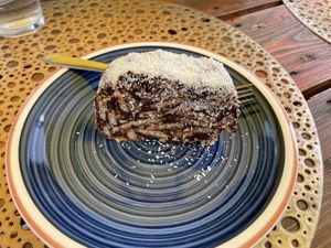 Chocolate salame #Veganuary at Pimpinelas Coffe Shop Vegetariano in Santa Cruz Madeira
