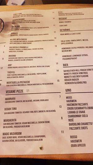 Menu at 480Grad Pizza in Nuremberg