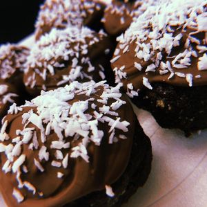 Vegan cookies n' cream truffles with coconut topping. at The Big Drum in Canterbury