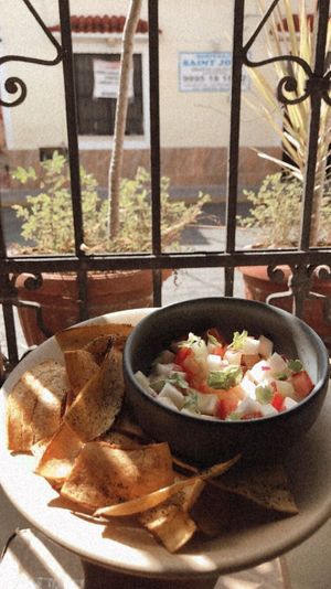 Coconut ceviche with kombucha vinegar at La Kombucheria in Merida