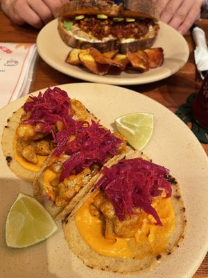 Cauli tacos were amazing  at La Kombucheria in Merida