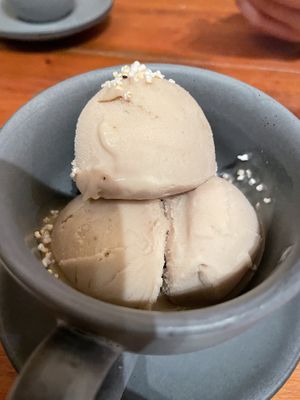 Banana ice cream!! at La Kombucheria in Merida