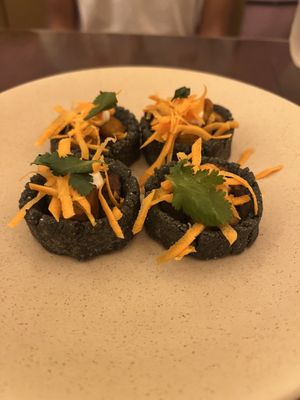 Plantain sopes  at La Kombucheria in Merida