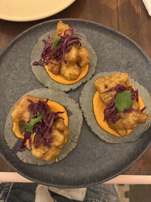 Cauli tacos  at La Kombucheria in Merida