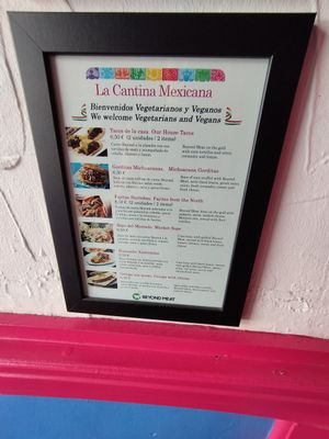 Menu at La Cantina Mexicana in Sevilla