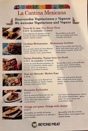 Veggie/vegan Menu   at La Cantina Mexicana in Sevilla
