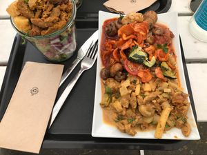 Really delicious! Try the stroganoff! Spicy and a bit sour. at Sattgrün - Flingern in Dusseldorf