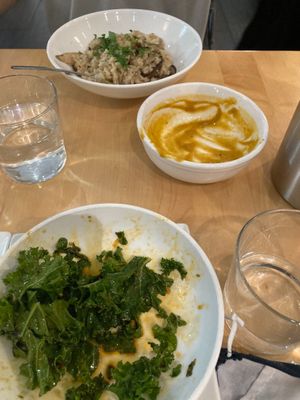 Kale salad, ratatouille, mushroom risotto! at Christopher's Kitchen in Palm Beach Gardens