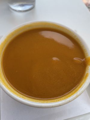Delicious carrot ginger soup￼  at Christopher's Kitchen in Palm Beach Gardens