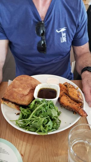 Mushroom Ciabatta sandwich 🍄, the Dipping sauce was amazing. at Christopher's Kitchen in Palm Beach Gardens