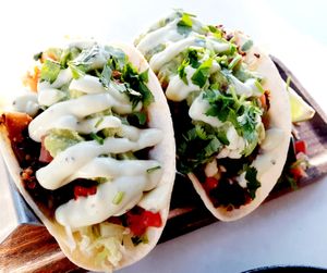 Spicy Chorizo Vegan & Vegetarian Soft Tacos - super yummy!!! at Christopher's Kitchen in Palm Beach Gardens