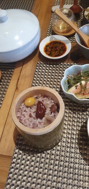 steamed rice with beans at Chahororok Tea House in Seoul