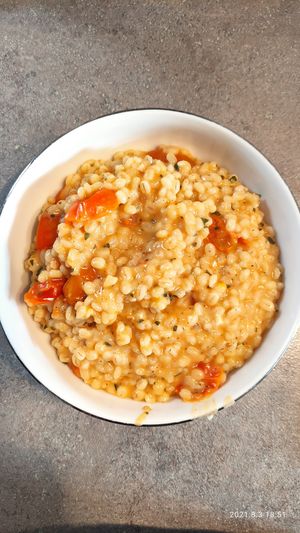 Tomato and basil risotto at Eco Plant Kitchen in Royton
