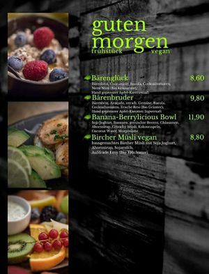 Vegan menu at Cafebar Colomba in Amberg