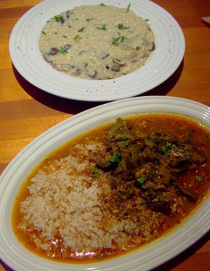 Bland, yucky, overpriced goya 'curry' and 'risotto' at Cafe Atl in Osaka