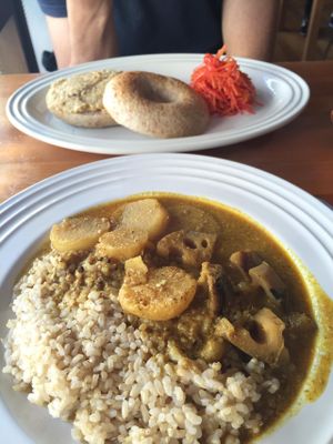 Curry with Brown Rice and Bagel - delicious! at Cafe Atl in Osaka