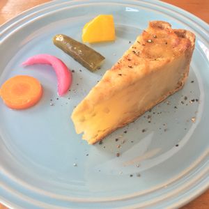 potato and onion quiche with pickled veg at Cafe Atl in Osaka