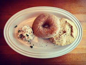 Houmous Bagel with Potato Salad at Cafe Atl in Osaka