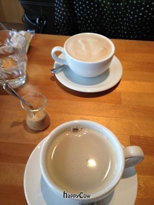 Cappuccino and soy latte  at Cafe Atl in Osaka