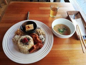 Japanese breakfast at Cafe Atl in Osaka