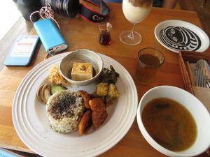 Japanese tofu rice set at Cafe Atl in Osaka