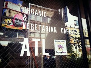 Found a Happy Cow decal!! at Cafe Atl in Osaka