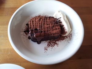 Chocolate cake, lunch dessert at Cafe Atl. at Cafe Atl in Osaka