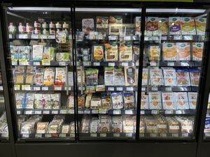 Selection vegan options  at Biocoop in Vannes