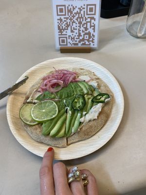 Vegan pizza at La Papa in Barcelona