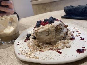 Fruit pancakes  at La Papa in Barcelona