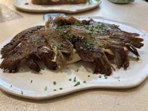 Truffle mushrooms on toast  at La Papa in Barcelona