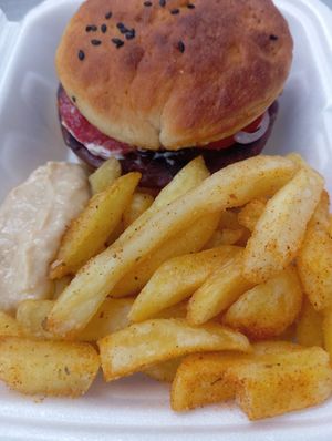 Pregveggie with fries at Passo Natural in Luanda