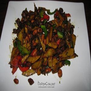 Cashew nuts, potatoes in special sauce at Deity of Miracle Vegan Resto in Kuta