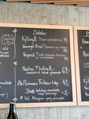 Menu at Brohuset ved Hammershus in Allinge