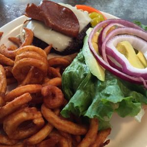 California burger veganized  at Downbeat Diner and Lounge in Honolulu