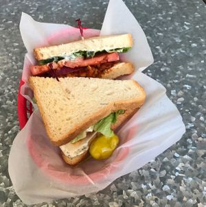 vegan BBQ chikin sandwich  at Downbeat Diner and Lounge in Honolulu