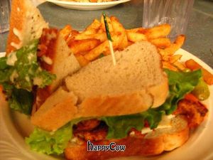 vegan buffalo chicken sandwhich at Downbeat Diner and Lounge in Honolulu