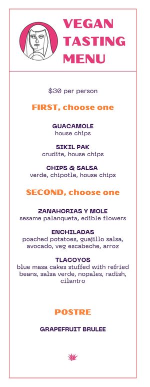 Our Vegan Tasting Menu, available every Wednesday! Keep an eye for rotating vegan specials! at Sor Ynez in Philadelphia