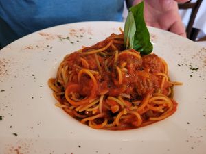 Organic spaghetti with vegan meatballs at Funcho Gourmet in Funchal