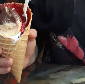 Hazelnut, mousse-au-chocolat and raspberry sauce at Die Eisbande in Hamburg