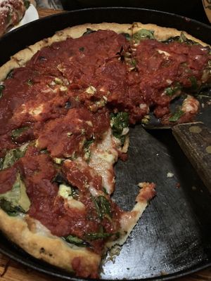 Spinich broccoli deep dish   at UNO Pizzeria in Chicago