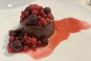 chocolate and berries dessert   at Primi & Vini in Polignano A Mare