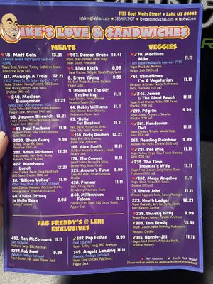 Lehi UT menu at Ike's in Lehi