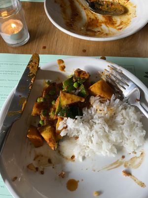 Courgette curry and jasmine rice side  at Ka Pao in Glasgow