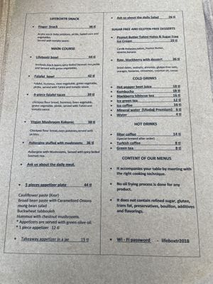 Menu at Lifeboxtr in Kas