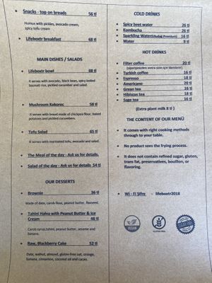 Menu as of April 25, 2022    at Lifeboxtr in Kas