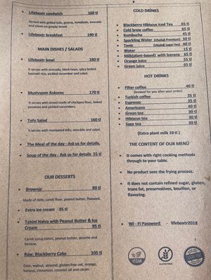 Fully vegan menu   at Lifeboxtr in Kas