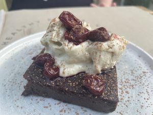 Super delicious cake with ice cream   at Lifeboxtr in Kas