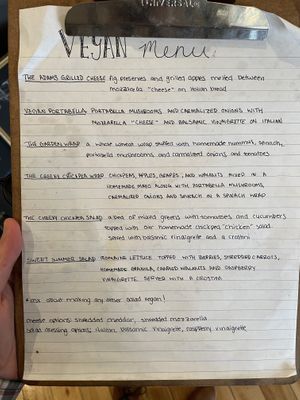 Dedicated vegan menu - just ask for it at the counter at Alternative Grounds Caffe in Middleport