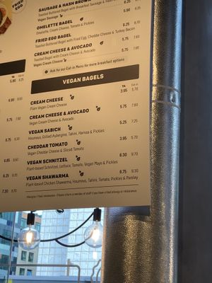 Menu,  21st July 2023  at B Bagel Bakery Bar in London